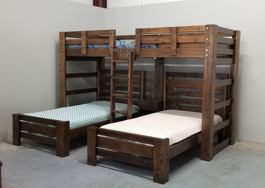 Hat Trick Triple T-Shape Bunk w/ 2 Plank Beds
